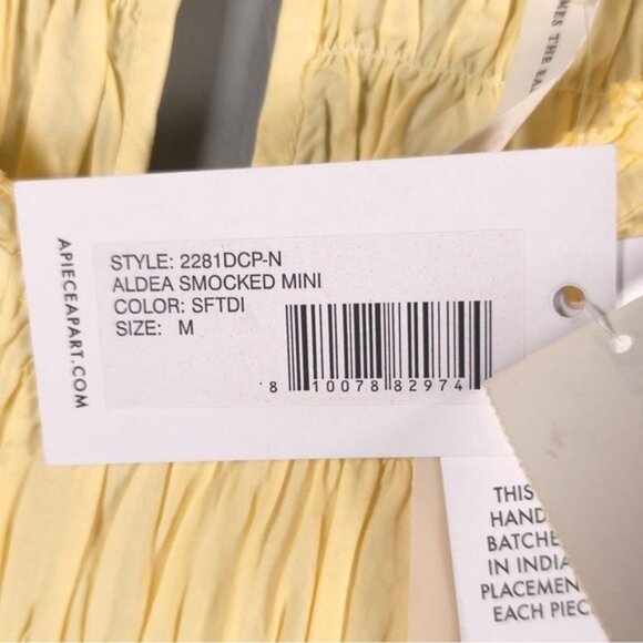 NWT APIECE APART ALDEA Smocked ORGANIC COTTON Ombre Dip Dye Mini‎ Dress MEDIUM - Picture 14 of 16